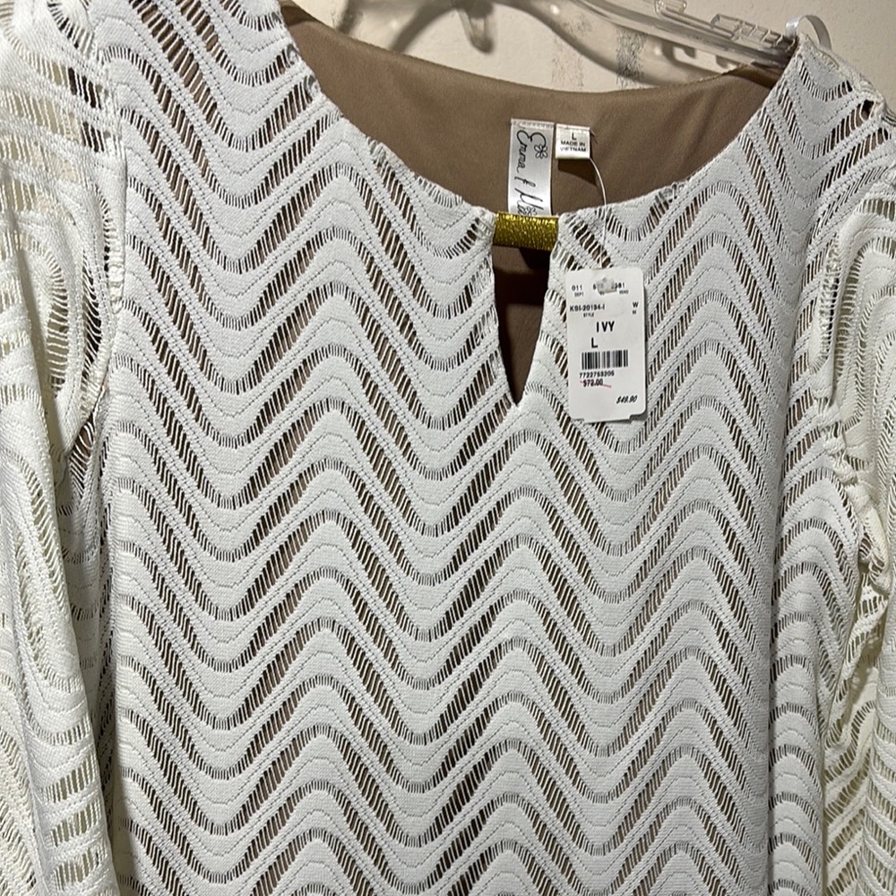 Emma & Michele White Chevron Dress